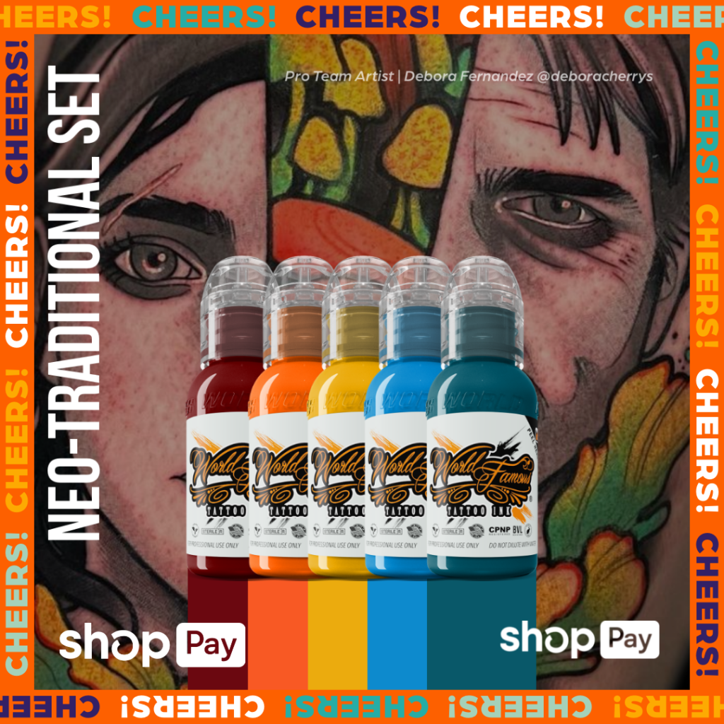 Neo-traditional tattoo ink set